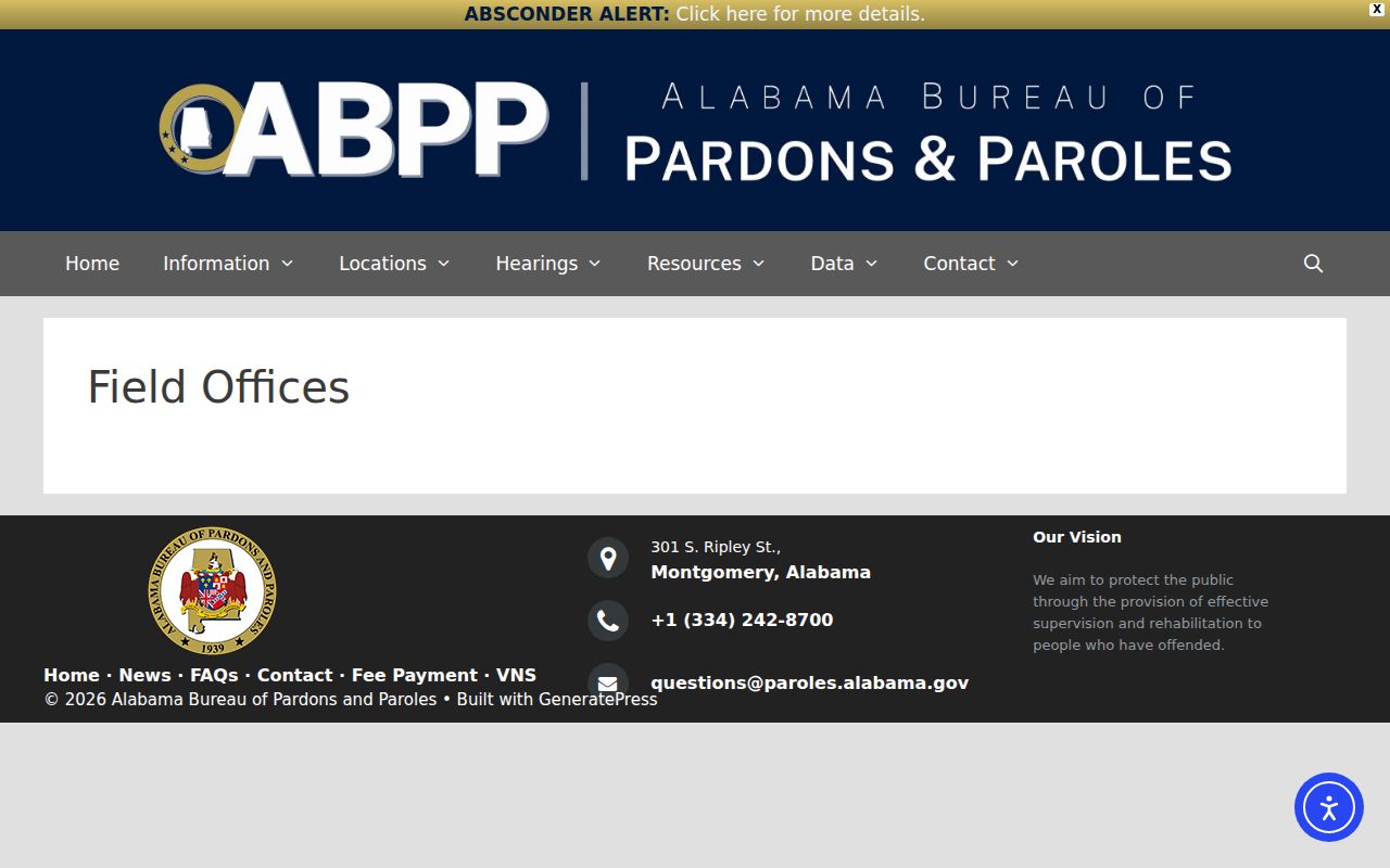Clay County criminal record routing through Alabama probation and parole field offices