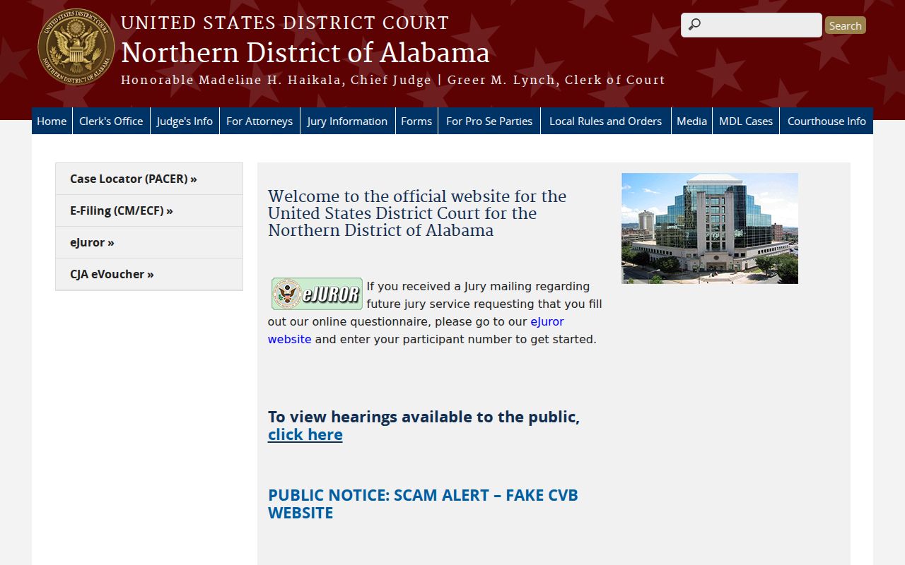 Clay County federal criminal records through the Northern District of Alabama