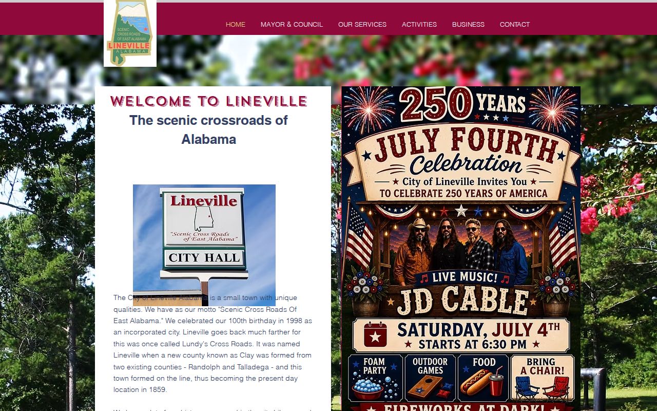 Lineville criminal records contact route on the official city home page
