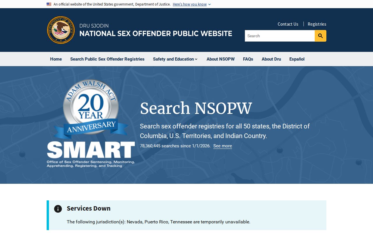 National search supplement for a Clay County sex offender search